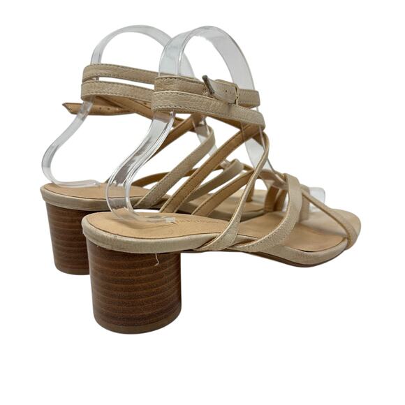 Anthropologie Quinn Strappy Heels Lace-Up Sandals Shoes Beige Tan Size 7.5 - Picture 12 of 15